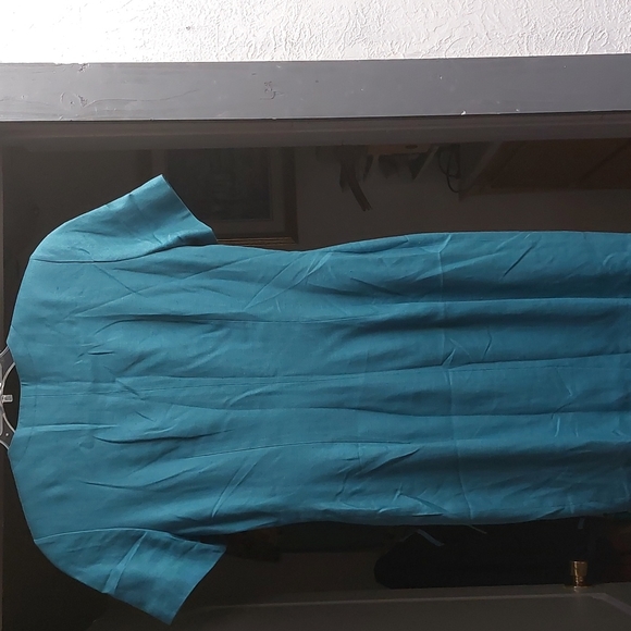 Teal Linen dress sz 8 - Picture 6 of 11